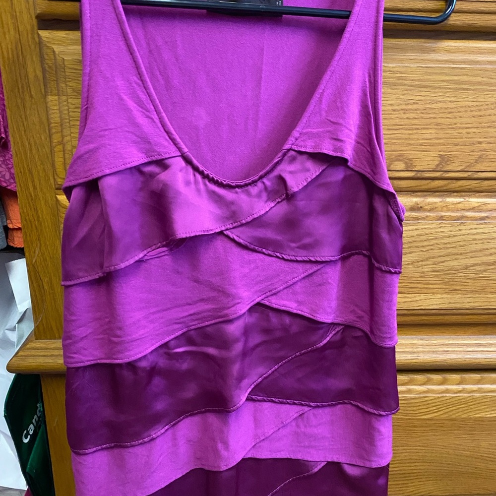 The Limited Pink and Purple Asymmetrical Ruffled Tank Top